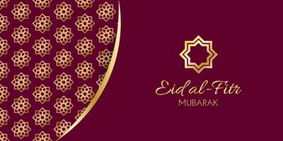eid al fitr, eid Mubarak Arabisch islamisch Luxus Banner, Karte, Poster, Startseite mit islamisch Muster auf dunkel rot Hintergrund vektor