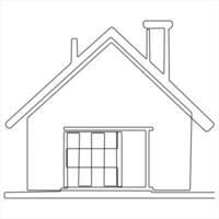 kontinuerlig enda linje modern hus konst teckning vektor stil illustration