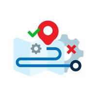 Optimierung, finden das kürzeste Route Konzept Illustration eben Design Vektor. einfach modern Grafik Element zum leeren Zustand ui, Infografik, Symbol vektor