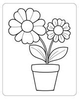 süß Blume Färbung Seiten zum Kinder, Blume Vektor Illustration