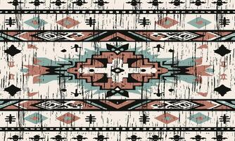 Ikat geometrische Verzierung mit Diamanten. ikkat. nahtloses Muster. aztekischer Stil. Stammes-ethnische Vektortextur. Volksstickerei, indisch, skandinavisch, Zigeuner, mexikanisch, afrikanischer Teppich, Tapete. vektor