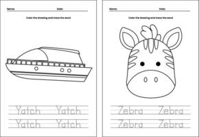 eben Design Vektor druckbar Färbung Seite Arbeitsblatt zum Kinder Aktivität Handschrift trainieren