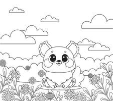 platt design vektor söt söt förtjusande bebis djur- barn teckning tecknad serie karaktär färg bok för barn roligt skola aktivitet