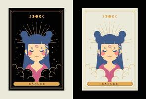 eben Design Vektor süß Tarot Krebs Horoskop Tierkreis Zeichen Kunst Sammlung