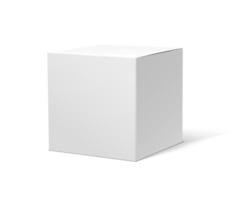 Vektor Symbol Illustration. Weiß Karton Box Attrappe, Lehrmodell, Simulation.