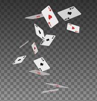 fallen Poker Karten Asse. 3d realistisch Vektor Symbol Illustration.