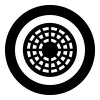 Kanal Luke Mannloch Startseite Symbol im Kreis runden schwarz Farbe Vektor Illustration Bild solide Gliederung Stil