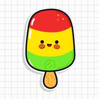 süß komisch Eis Sahne Aufkleber. Vektor Hand gezeichnet Karikatur kawaii Charakter Illustration Symbol. isoliert auf Hintergrund Eis Sahne Karte Charakter Konzept