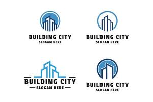 einstellen von Gebäude Stadt Unternehmen Geschäft Logo Design Konzept vektor