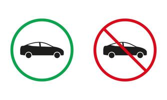 fordon transport varning tecken. bil bil silhuett ikoner uppsättning. transport tillåten och förbjuden symboler. isolerat vektor illustration