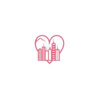ai generiert Stadt Herz Logo Design Symbol Vektor