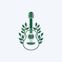 ai genererad naturlig eco gitarr logotyp gitarr blad naturlig logotyp vektor ikon illustration design.