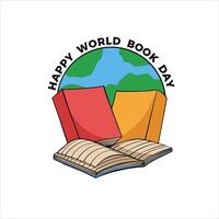 Lycklig värld bok dag vektor illustration