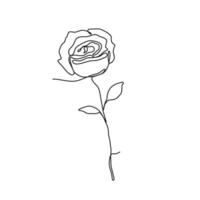 Hand gezeichnet Rose im kontinuierlich einer Linie Stil. Gliederung von Blume isoliert auf Weiß Hintergrund vektor