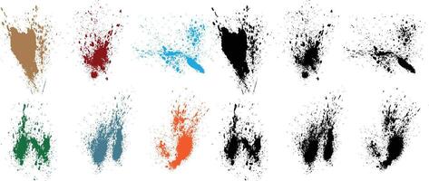 vektor realistisk blodig stänka ner vete, orange, röd, svart, grön, lila Färg isolerat borsta stroke bakgrund uppsättning