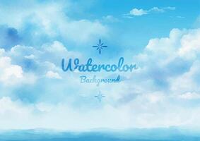 lugn blå vattenfärg målning i de himmel vektor
