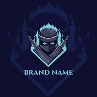 Ninja Grafik Design Spielen Clan e Sport Maskottchen Logo, Blau Ninja Logo vektor