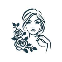 Frauen Rose Vektor Illustration verwenden Logo T-Shirt