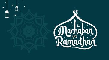 Marhaban ya Ramadhan Schöne Grüße mit handgeschrieben Kalligraphie und Illustrationen. Marhaban Hintergrund, Ramadan. vektor