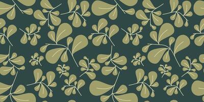 årgång blommig sömlös mönster. vektor botanik bakgrund med löv textur. grön mall för textil, tyg, tapet, omslag papper. mode dekorativ platt stil design konst.