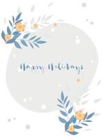 glücklich Urlaub Gruß Karte mit Blumen- Muster mit Gras Ornament. Gekritzel Stil vektor