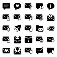 meddelande ikon uppsättning, för kommunikation behov, social media, korrespondens och e-post. vektor