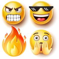 emoji uttryckssymboler symboler ikoner Färg uppsättning. vektor