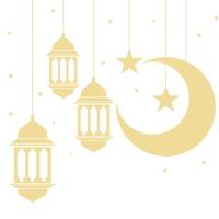 hängande gyllene lykta och stjärna för islamic dekoration isolerat på vit bakgrund vektor