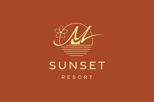 Brief m Sonnenuntergang Resort Logo vektor