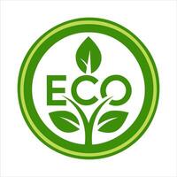 eco logotyp med grön löv och de ord eco vektor