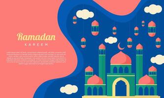 islamisch Ramadan kareem Banner Hintergrund Design Vorlage mit Moschee eben Illustration. - - Vektor. vektor