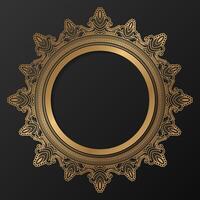 golden Rahmen mit Ornament im Kreis auf schwarz Hintergrund. Luxus Gold Mandala. - - Vektor. vektor