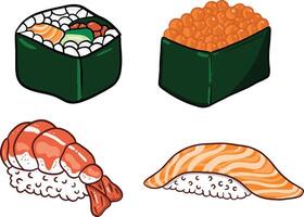 fyra uppsättning av sushi vektor illustration