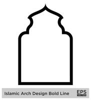 islamisch Bogen Design Fett gedruckt Linie Gliederung linear schwarz Schlaganfall Silhouetten Design Piktogramm Symbol visuell Illustration vektor