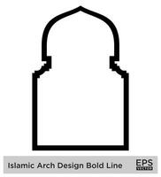 islamisch Bogen Design Fett gedruckt Linie Gliederung linear schwarz Schlaganfall Silhouetten Design Piktogramm Symbol visuell Illustration vektor