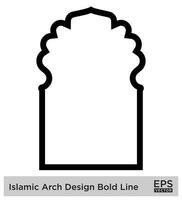 islamisch Bogen Design Fett gedruckt Linie Gliederung linear schwarz Schlaganfall Silhouetten Design Piktogramm Symbol visuell Illustration vektor