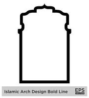 islamisch Bogen Design Fett gedruckt Linie Gliederung linear schwarz Schlaganfall Silhouetten Design Piktogramm Symbol visuell Illustration vektor