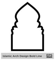 islamisch Bogen Design Fett gedruckt Linie Gliederung linear schwarz Schlaganfall Silhouetten Design Piktogramm Symbol visuell Illustration vektor