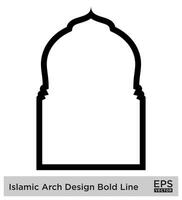 islamisch Bogen Design Fett gedruckt Linie Gliederung linear schwarz Schlaganfall Silhouetten Design Piktogramm Symbol visuell Illustration vektor