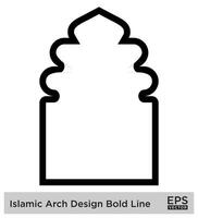 islamisch Bogen Design Fett gedruckt Linie Gliederung linear schwarz Schlaganfall Silhouetten Design Piktogramm Symbol visuell Illustration vektor