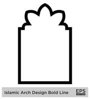 islamisch Bogen Design Fett gedruckt Linie Gliederung linear schwarz Schlaganfall Silhouetten Design Piktogramm Symbol visuell Illustration vektor