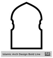 islamisch Bogen Design Fett gedruckt Linie Gliederung linear schwarz Schlaganfall Silhouetten Design Piktogramm Symbol visuell Illustration vektor