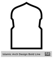 islamisch Bogen Design Fett gedruckt Linie Gliederung linear schwarz Schlaganfall Silhouetten Design Piktogramm Symbol visuell Illustration vektor