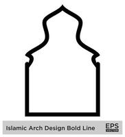 islamisch Bogen Design Fett gedruckt Linie Gliederung linear schwarz Schlaganfall Silhouetten Design Piktogramm Symbol visuell Illustration vektor