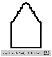 islamisch Bogen Design Fett gedruckt Linie Gliederung linear schwarz Schlaganfall Silhouetten Design Piktogramm Symbol visuell Illustration vektor