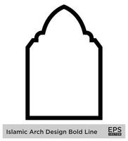 islamisch Bogen Design Fett gedruckt Linie Gliederung linear schwarz Schlaganfall Silhouetten Design Piktogramm Symbol visuell Illustration vektor