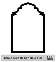 islamisch Bogen Design Fett gedruckt Linie Gliederung linear schwarz Schlaganfall Silhouetten Design Piktogramm Symbol visuell Illustration vektor