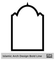 islamisch Bogen Design Fett gedruckt Linie Gliederung linear schwarz Schlaganfall Silhouetten Design Piktogramm Symbol visuell Illustration vektor