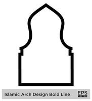 islamisch Bogen Design Fett gedruckt Linie Gliederung linear schwarz Schlaganfall Silhouetten Design Piktogramm Symbol visuell Illustration vektor