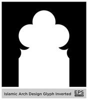 islamic båge design glyf omvänd svart fylld silhuetter design piktogram symbol visuell illustration vektor